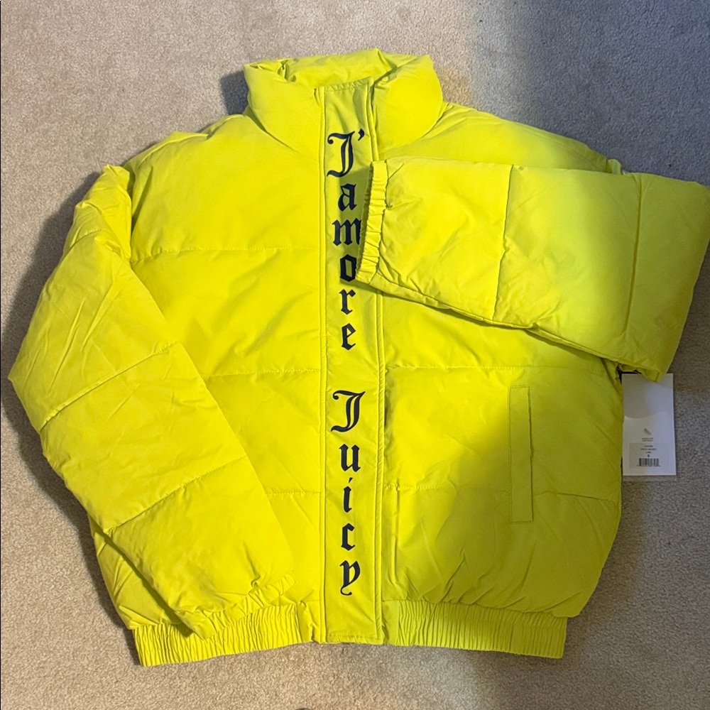 Juicy Couture Women’s Neon Yellow Puffer Jacket